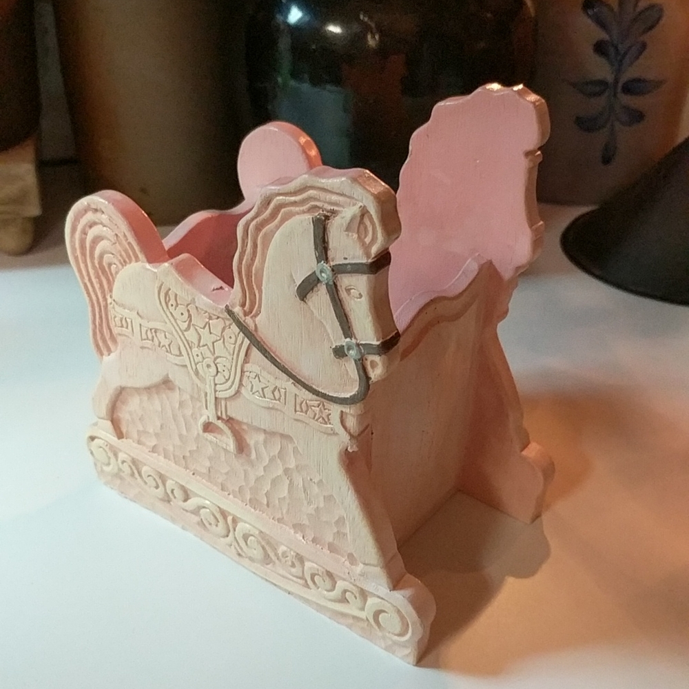 Vintage FTDA Pink Rocking Horse Planter